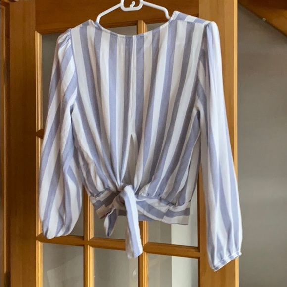 Blue Striped Crop Button Down - Picture 2 of 12